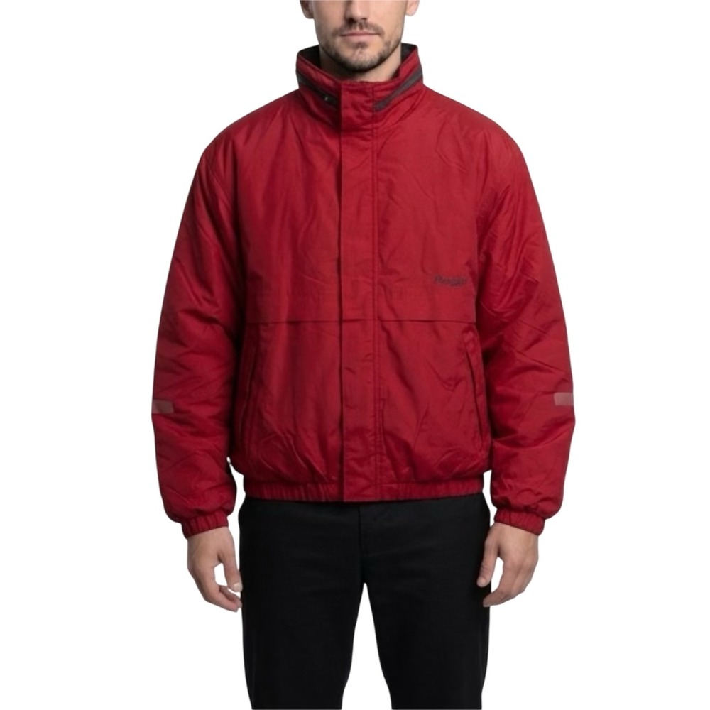 Pacific Trail Mens Red Full Zip Bomber Jacket Windbreaker Stand Collar Medium